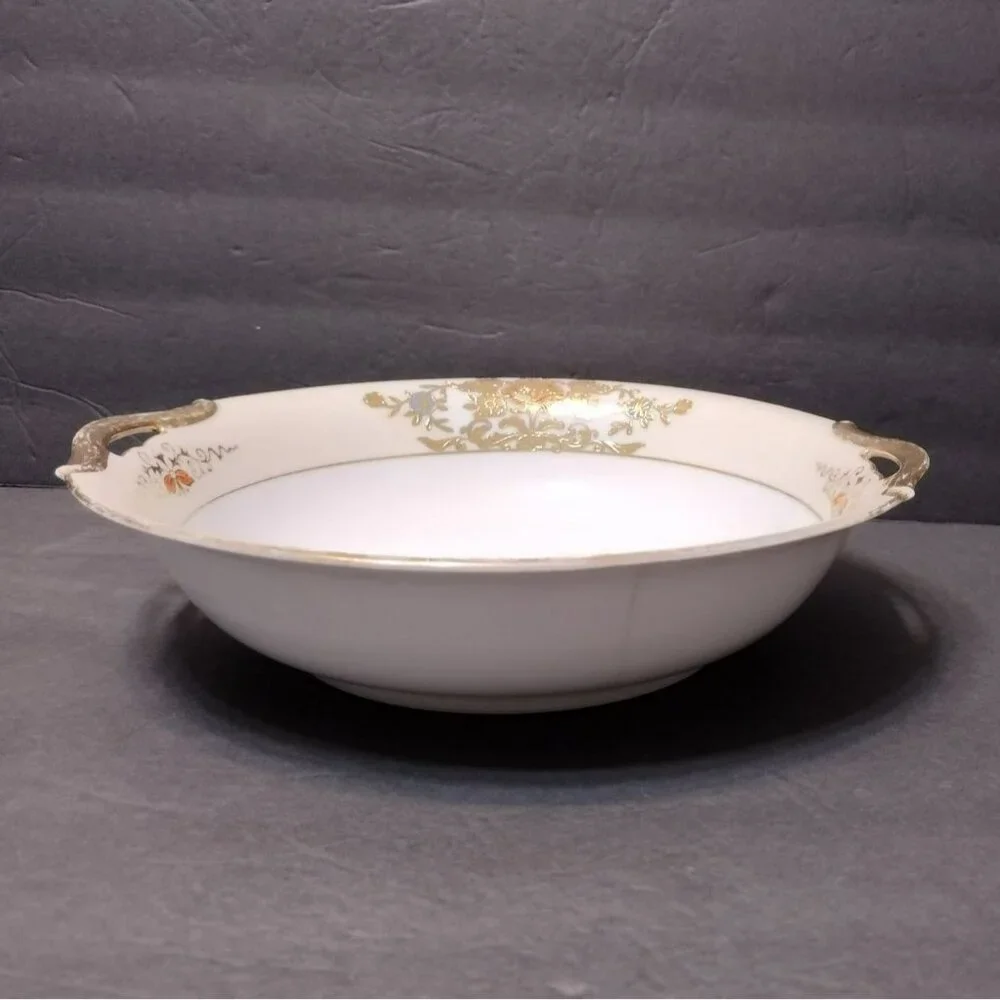 Antique Noritake Serving Bowl Dish 42200 Gold Trim Floral 10